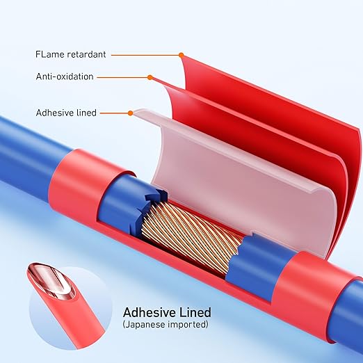 TKDMR 446 Pcs Heat Shrink Tubing Kit - 4:1 Ratio Adhesive Lined, Marine Grade Shrink Wrap - Industrial Heat Shrink Tubing,Red and Black