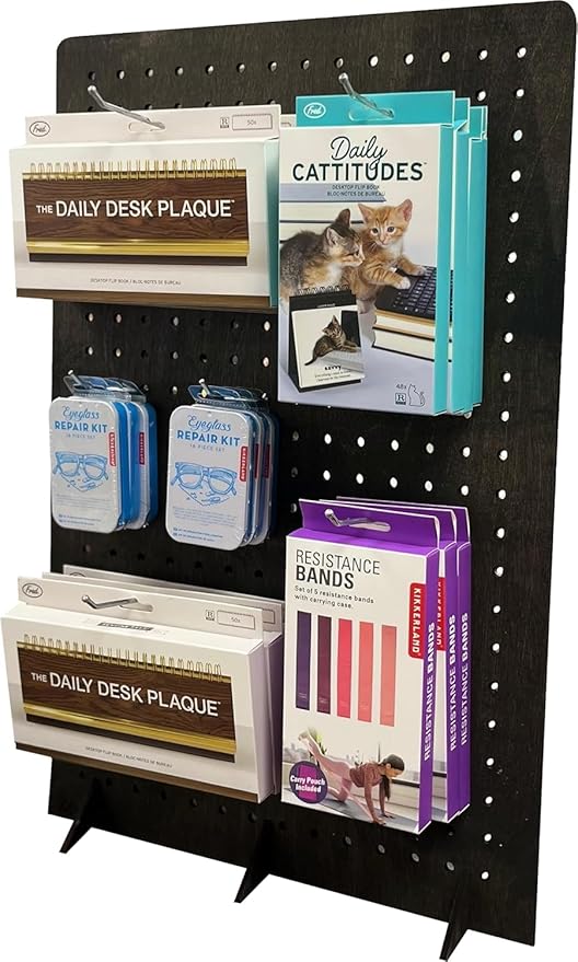Torched Pegboard Display Stand for Jewelry, Craft Shows, Selling, Vendor Events, Tools, Peg Board Accessories Rack Organizer, XXL 15.75" L x 4.3" W x 23.75" H, Ebony