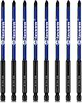 8 Pcs Phillips Head Impact Driver Bits, #2 Phillips Head Screwdriver Bits Set, 6" S2 Alloy Steel Impact Bits, 1/4" Hex Shank Screwdriver Drill Bit, CNC Machined ph2 Impact Drill Bits
