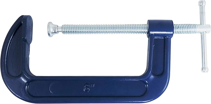 2 Pack Taytools 6 Inch C Clamps Malleable Steel Frame Power Coated Acme Threads Zinc Plated Carbon Steel Spindle and Sliding Bar (2, 6 inch)