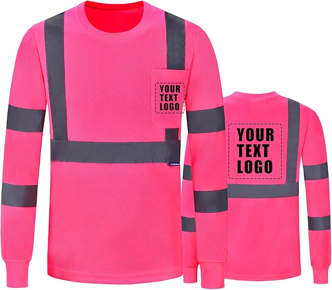 AYKRM Safety T Shirt Reflective High Visibility hi vis Long Sleeve T Shirt (XS-6XL)