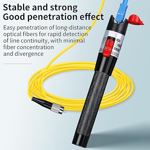 Rechargeable Visual Fault Locator 50KM VFL Fiber Optic Tester Suitable for SC/FC/ST 2.5mm Interface LC 1.25mm Interface Belt 1 FC-LC Single Mode 9/125um Adapter of Fiber Optic Network Cable Test Pen