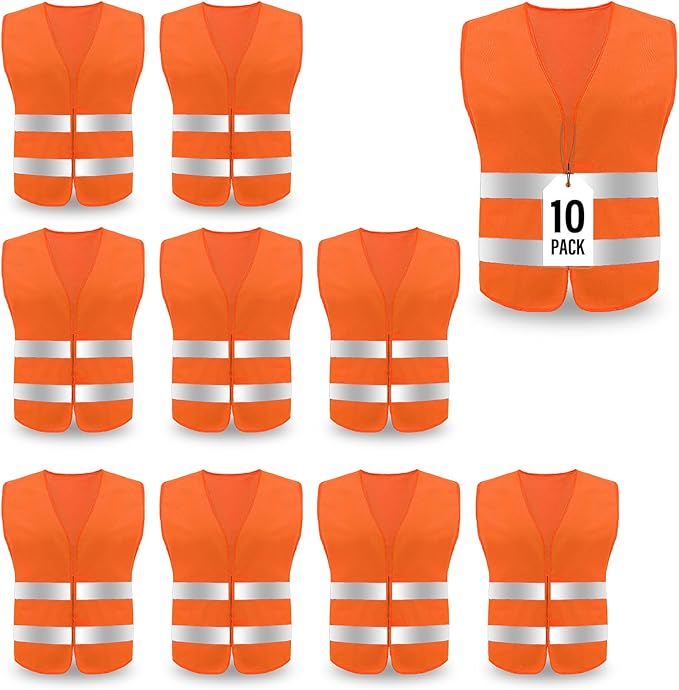Safety Vest, Reflective High Visibility Construction Vest for Men, Work, Cycling, Runner, Surveyor, Volunteer, Road