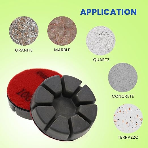 Diamond Floor Polishing Pucks for Terrazzo, Marble, Granite, Concrete Floor, 3 Inch 15mm Resin Bond Hook and Loop Polishing Pad, 100#, 3PCS