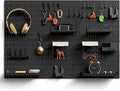6Pcs Black Peg Board Wall Organizer, Plastic Pegboard Panel, Garage Storage Tool Organizer for Wall, Craft Room, Kitchen, Workshop, Office, Includes Hooks and Bins