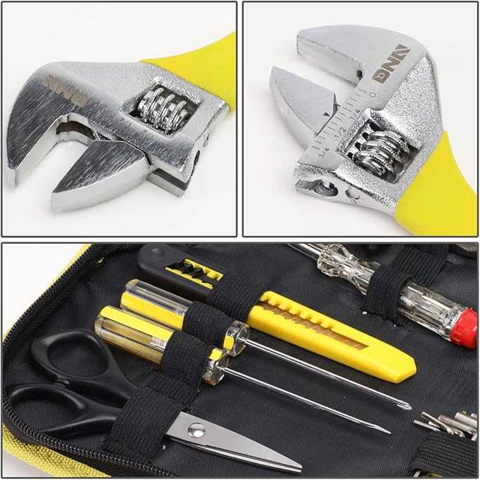 DNA Motoring TOOLS-00031 Home Repair Tool Set - 18 Pieces Tool Kit w/Nylon Carrying Case , Yellow