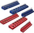 6-Piece Magnetic Socket Organizer Set, Magnetic Socket Holder Includes 1/4", 3/8", 1/2" Drive Metric SAE Socket Trays, Holds 143 Pieces Standard and Deep Sockets(Socket not Included)