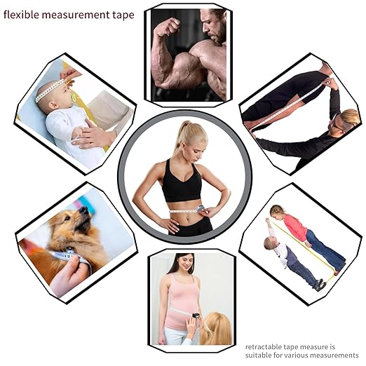 Tape Measure for Body Measurement 60Inch Window Reading & Ergonomic Curve Design Soft Flexible Sewing Tape with Lock Pin Weight Loss Fitness Muscle Building Medical Nursing Dual Scale (White)