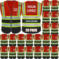 BeautyWill Custom Logo 10/20 Pack Safety Vest Class2 High Visibility Vest with Pockets Breathable Construction Vest Bulk
