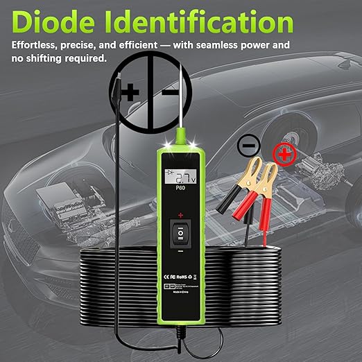 12 Volt Test Light Automotive, Topdiag P60 Car Circuit Tester, 12-24V Power Circuit Probe Kit, Short Circuit Automobile Finder，AC/DC Voltage Tester, Component Activation Tool