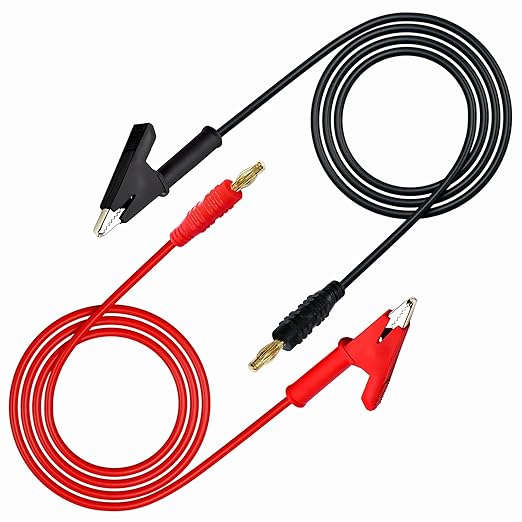 Banana Plug to Alligator Clip,4mm Alligator Clip to Banana Plug Test Lead,Heavy Duty Test Leads with Alligator Clips for Multimeter, Battery Test,16AWG 3.28Ft 2PCS.