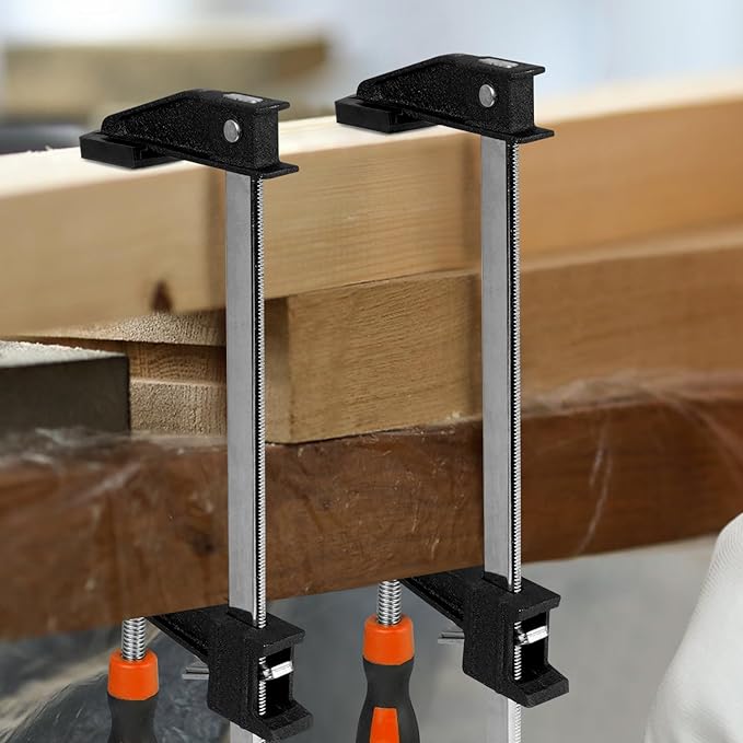6-Pack Bar Clamps, 12' & 6' Heavy Duty, 600 Lbs Force, Adjustable, Quick Release, 2.5' Throat Depth, Plastic Handle