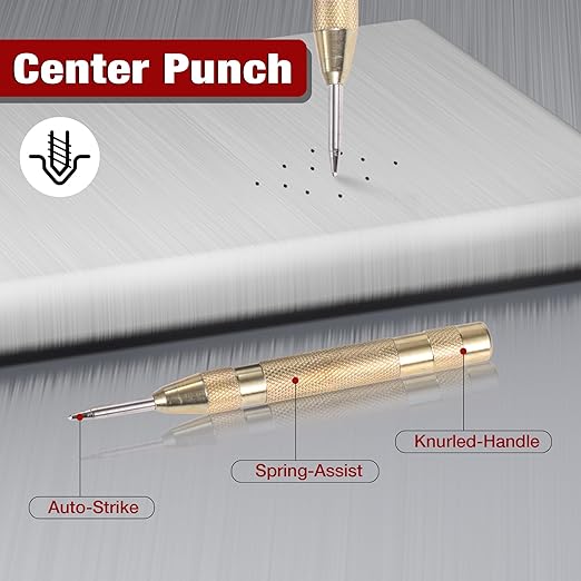 Step Drill Bits, 6PCS (50 Sizes) HSS Step Unibit Drill Bit Set with Auto Center Punch Black and Gold, Double Cutting Blades HSS Drill with Aluminum Case, Multi-Hole Stepped Up Bits for DIY