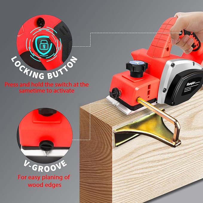 Cordless Handheld Planer for Milwaukee 18V M18 Battery, 15000 RPM Power Wood Planer, 3-1/4 Inch Brushless Power Planer for Woodworking, Carpenter Home DIY(No Battery)