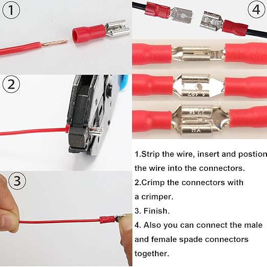 280PCS Crimp Connectors, 2.8mm 4.8mm 6.3mm Male and Female Spade Connector kit, 15 Types Crimp Terminals Electrical Connectors, Electrical Terminals Includes Spade Ring Fork Wire Connectors