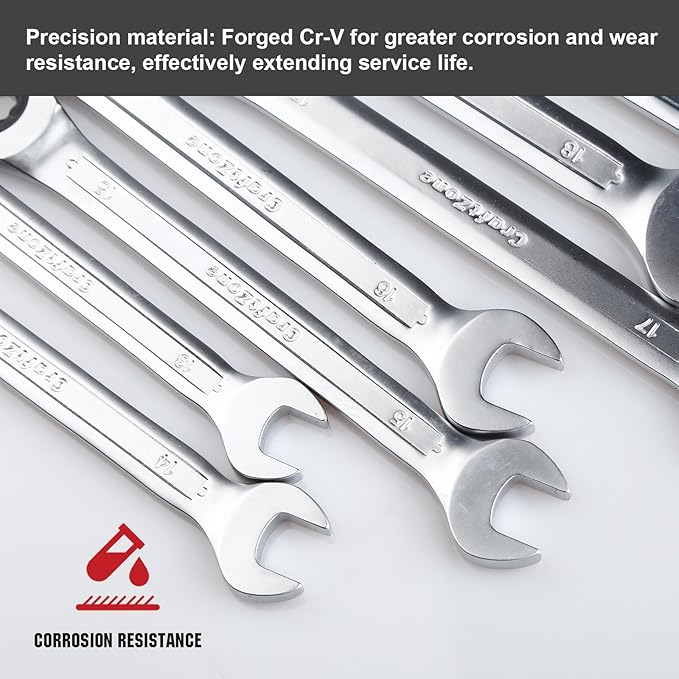 12pcs Ratchet Combination Wrench Set Metric And Standard, Ratcheting Wrench Set with Organizer Box, 12 Point Wrench Se t, Cr-V Constructed, 90-Teeth, Metric 8mm-19mm