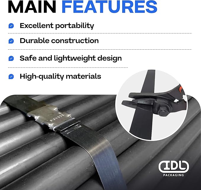 IDL Packaging H-300 Strapping Cutter for Steel and Polyester (PET) Strapping up to 2" Width and 0.044” Thickness - Heavy Duty Tool with Ergonomic Handles - Strap/Band Cutter for Strapping