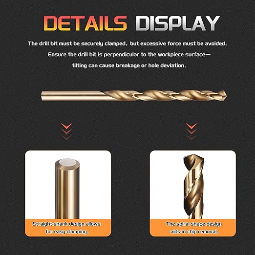Drill Bit, 17/64" Cutting Diameter (6.747mm), 4241 HSS Gold 118° Cutting Angle Versatile Jobber Bits - (Applications: for Drilling Plastic Wood Soft Thin Metal), 10-Pieces