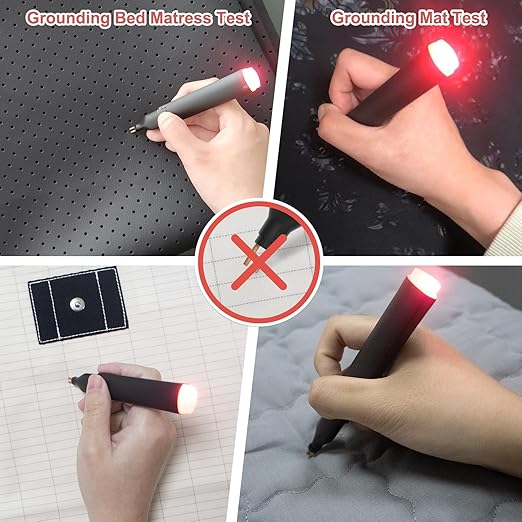 Conductivity Test Pen, Non Contact Voltage Tester Pen, Grounding Tester for Grounding Mats Sheets Pillowcases, Wire Tester Electrical Tool for Ensuring Effective Earthing Connection