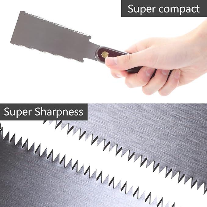 Woodworking Saw MINI Ryoba Double Edge Flush cut, Japanese Pull Saw for Woodworking and Wood Craftsmanship, (Ryoba Double Edge)
