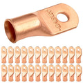 SELTERM 25pcs 3/0 AWG 5/16" Stud Battery Lugs, Ring Terminals, Heavy Duty Copper Wire Lugs, Battery Cable Ends, 000 Gauge Ring Terminal Connectors, UL Bare Copper Eyelets Electrical Battery Cable Lugs