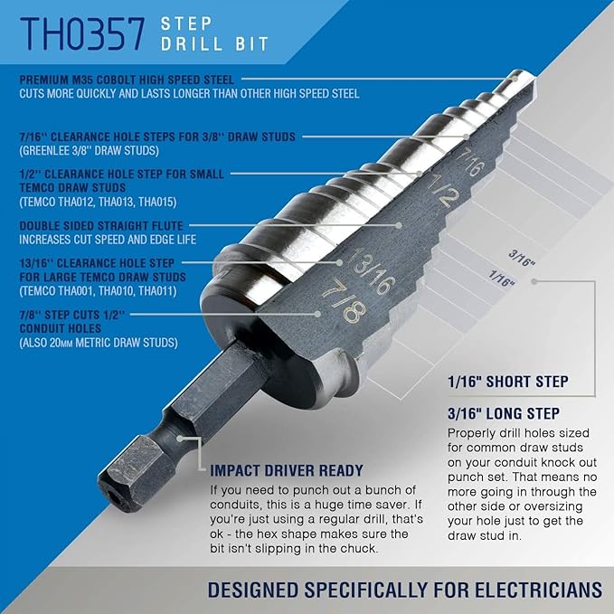 TEMCo Hydraulic Knockout Punch TH0004 - Electrical Conduit Hole Cutter Set KO Tool Kit 5 Year Warranty