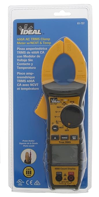 IDEAL INDUSTRIES INC. 61-737 Digital AC Clamp Meter 400 Amp 600-Volt, Red