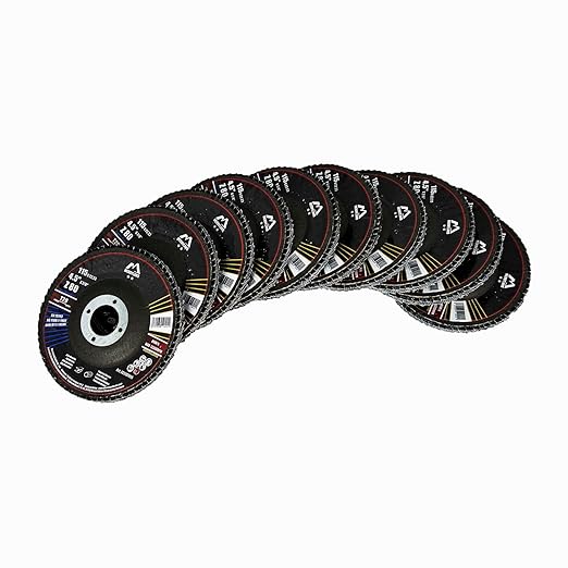 Merryland Flap Disc 4 1/2 inch Metal for Angle Grinder, 4.5inch 80 Grit T29 Flap Wheel 10 Pack, Blue Zirconium Corundum INOX Stainless Steel Iron Universal, Craft-Line FC1107414-10