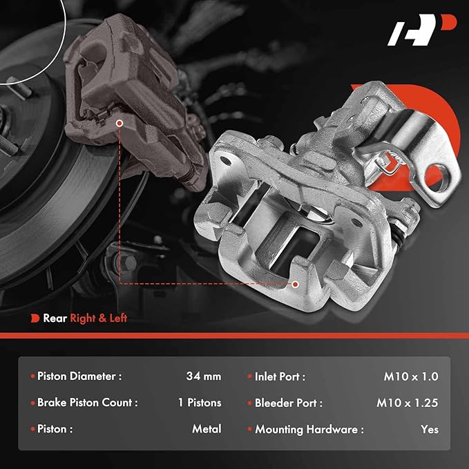 A-Premium Disc Brake Caliper Assembly with Bracket Compatible with Select Honda and Acura Models - Civic 2006-2015, CSX 2006-2011, ILX 2013-2018 - Rear Driver and Passenger Side, 2-PC