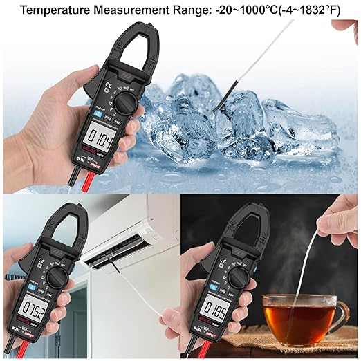 MESTEK Digital Clamp Meter Multimeter TRMS 6000 Counts Voltage Tester Amp Volt Meter, Auto-Ranging Voltmeter Measures NCV AC DC Current Voltage Resistance Capacitance Temperature Diodes Continuity