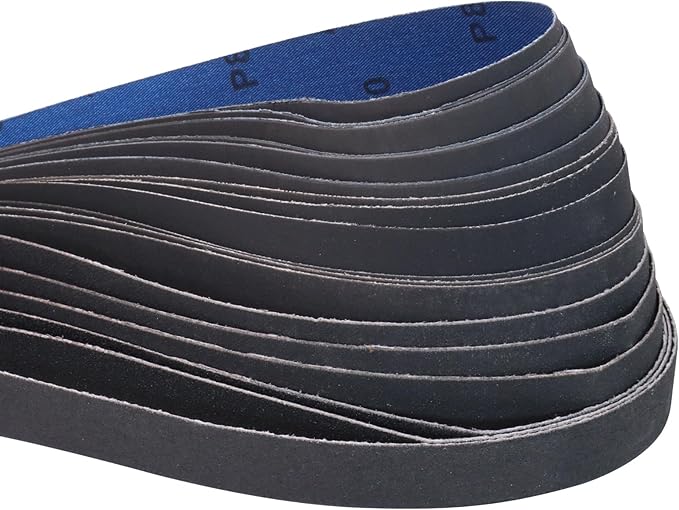 Taokyid 18 Pack 1 x 42 Inch Sanding Belts, 1x42 Silicon Carbide Sanding Belts, 3 Each of 120 240 400 600 800 1000 Grits Sander Belts for For Knife Sharpening and Metalworking, 1x42 Sanding Belts