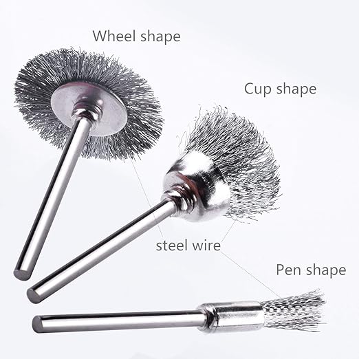 Rocaris Wire Buffing Wheel Brush Set, Wire Brush Set 1/8" Shank for Rotary Tools Accessories Polish Clean Tools, 120 Pack