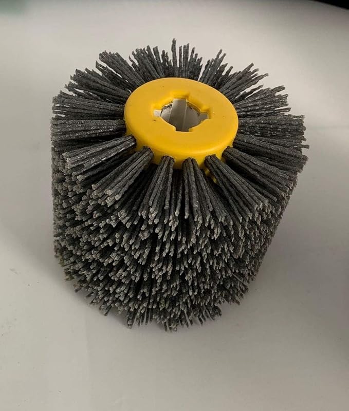 Abrasive Nylon Drawing Wheel Drum Burnishing Brush for Wooden Polishing 1 Pack (60 Grit Black)