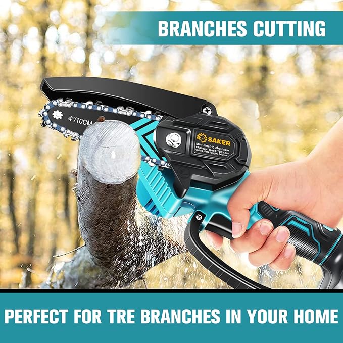 Saker Mini Chainsaw,Portable Electric Chainsaws Cordless,Small Handheld Chain Saw Pruning Shears Chain Saws for Tree Branches,Christmas Gifts for for Men Dad Husband Women,Courtyard and Garden