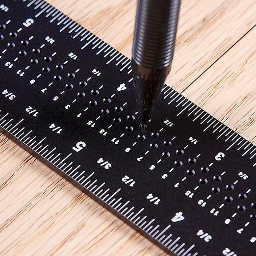 Precision Square Ruler for Measuring and Marking - Aluminum Steel Framing Tool for Professional Carpentry Use (Inch Set - 4 & 12)