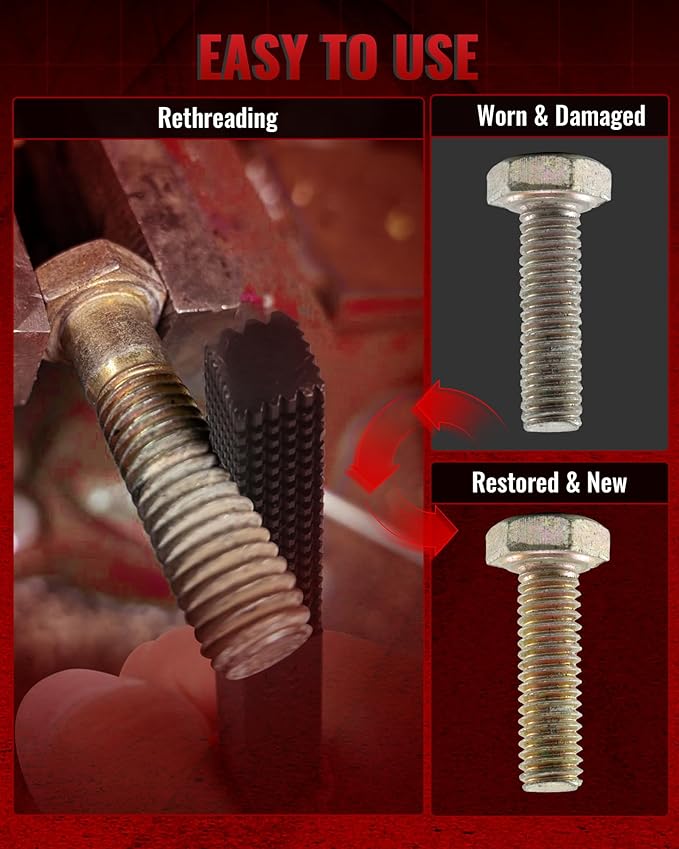 3-Piece Thread Restorer File Set, Thread Restoring Chaser Files, Thread Repair File Set in Metric SAE UNF UNC Sizes