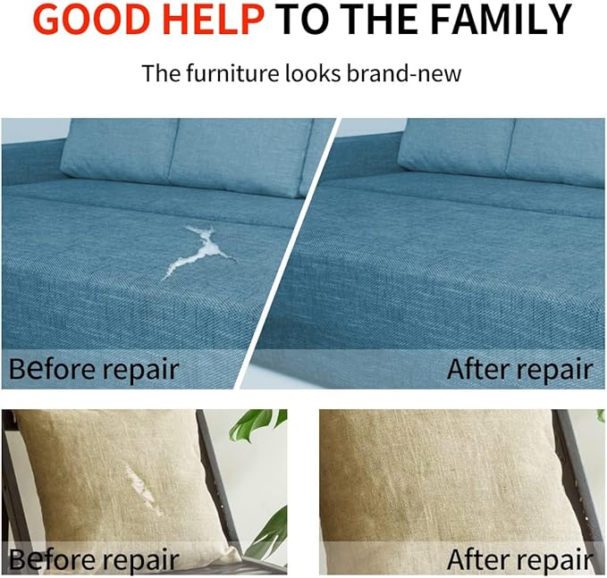 Fabric Repair Patches, 35X79 Inch Linen Repair Tape Self-Adhesive Fabric Patches Durable, DIY Large Linen Tape for Sofa, Couches, Furniture, Chair, Clothing （35X79 Inch, Brown）