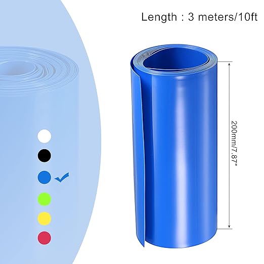 MECCANIXITY Battery Wrap PVC Heat Shrink Tubing 127mm Dia 200mm Flat 10 Feet(3meters) Blue Good Insulation for Battery Pack