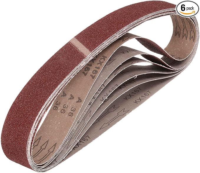 HARFINGTON 2 x 42 Inch Sanding Belts, 6 Pcs 36 Grits Aluminum Oxide Abrasive Belt Sander File Belt for Woodworking, Metal Polishing, Knife Sharpener