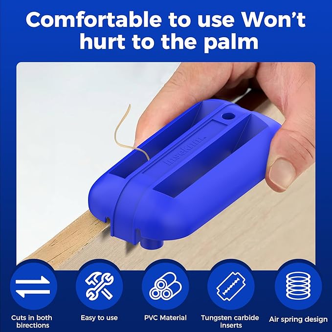 Edge Banding Trimmer with Tungsten Carbide Blades, Hand Planer Versatile Woodworking Edge Trimmer for Burrs, Manual Edge Banding Cutter for ABS, PVC, Veneer, and Melamine - Blue