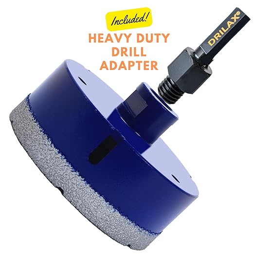 Drilax Pro Series 4 Inch Diamond Hole Saw | Angle Grinder (5/8"-11) & Drill (Adapter Incl.) | 1-3/8" Depth | Dry Drill for Dryer Vents, HVAC, Large Pipes, Core Sampling | Long Life