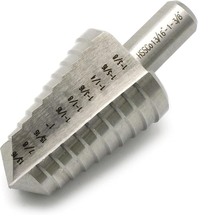 TEMO M35 Cobalt Double Flute Step Drill, 10 Size From 13/16 Inch To 1-3/8 Inch, 1/2 Inch Shank