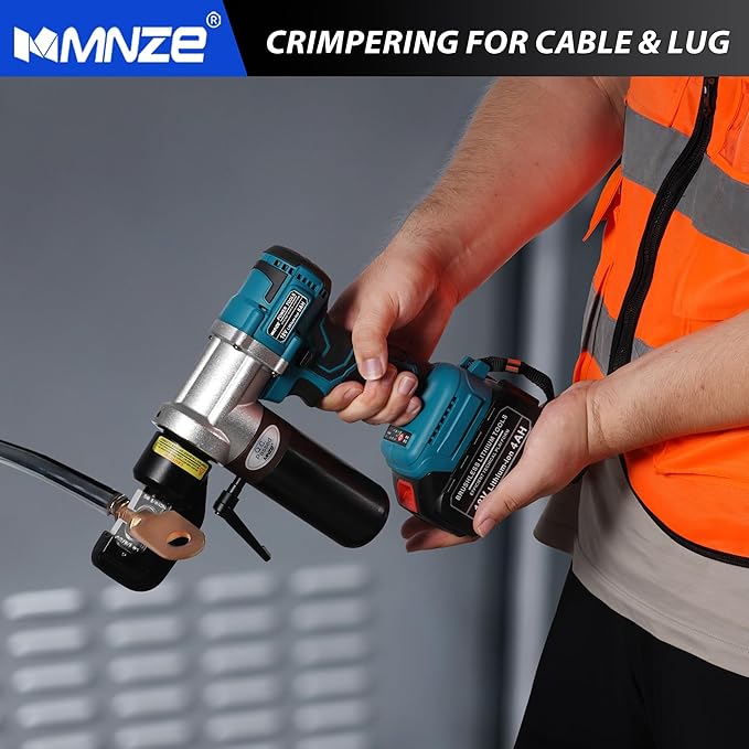 Electric Hydraulic Cable Lug Crimping Tool 6 Ton Hydraulic Electrical Wire Terminal Cable Lugs Crimper Rechargeable Crimping Tool Kits with 8 Dies, 12 AWG to 2/0 AWG