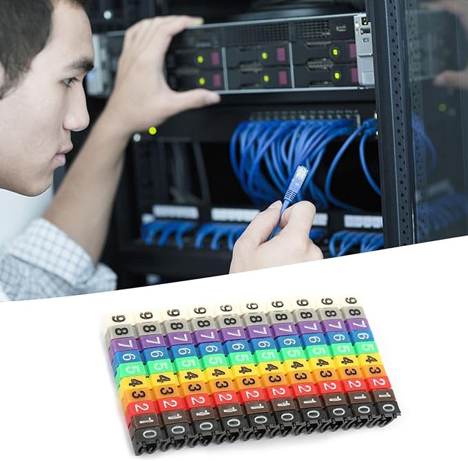 Clip-on String Wire Marking Boxed Plastic Digital Number Wire Label Tube Set Colorful Cable Marker (100PCS KCM-2.5MM)