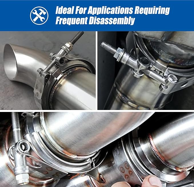 LokoCar 2.5 Inch V Band Clamp with Flange Male Female Stainless Steel 2Pcs