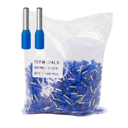 Fidioto 1000pcs AWG16 Wire Ferrules Terminals Kit, Wire Insulated Cord Pin Ends Terminals for Electric, Industrial, Chemical Industry, Power Control System, etc. (Blue-1000PCS-16AWG)