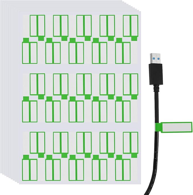 uxcell 300 Pcs Cable Labels, Waterproof Wire Cord Labels Tags, Cord Organizer Management Tags for Charger Cable Organizer Wire Markers Printer, Light Green