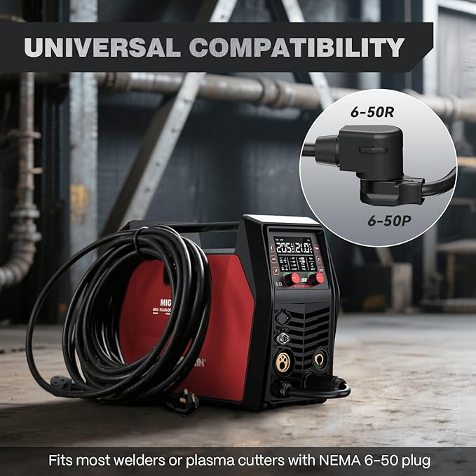 ARCCAPTAIN 30Amp 20ft Welder Extension Cord 10 AWG [UL Listed], 250V NEMA 6-50 Heat-Resistant Welding Cord 3 Prong for MIG/TIG/MMA Welder, Plasma Cutter