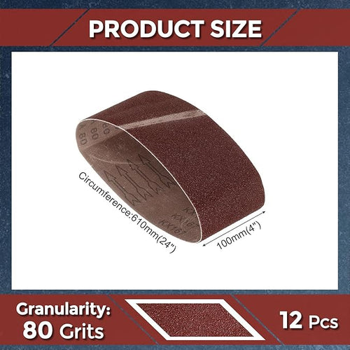 20 Pcs Sanding Belts 4 x 24 Inch 80 Grit Aluminum Oxide Abrasive Sandpaper for Belt Sander Metal Grinding Wood Working Weld Rust Removal