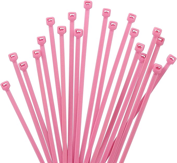 XINGO 1000 PCS 8 inch Cable Zip Ties, 18lb Strength, Small Tie Wraps Self-Locking Nylon Zip Ties for Indoor and Outdoor Use (Pink)
